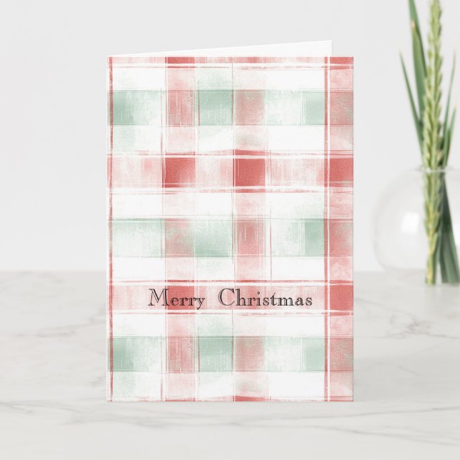 Carte Red Mint Peppermint Mocha Plaid Stripes Christmas (Devant)
