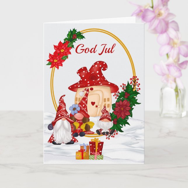 Carte Red Mr et Mme Gnome God Jul (Orchidée)
