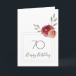 Carte Red Orange Rose Watercolor Floral<br><div class="desc">Red and Orange Rose Watercolor Floral 70th Birthday Card. Modern floral 70th birthday greeting card with beautiful watercolor roses and twigs and two frames C'est le moment de changer la situation et le message de la carte.</div>