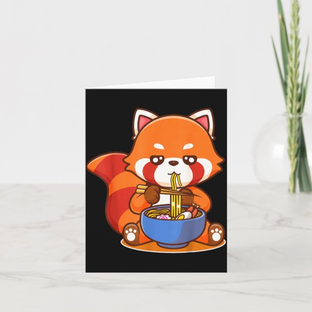 Carte Red Panda Eating Ramen Japanese Soup Zoo Animal Zo (Devant)