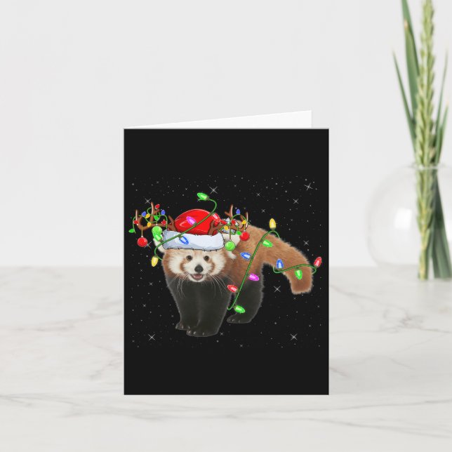 Carte Red Panda Lover Xmas Éclairage Père Noël Red Panda (Devant)
