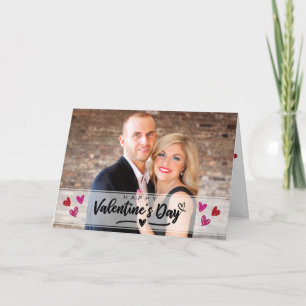 Carte Red Pink Hearts Saint Valentin Photo Scribbled