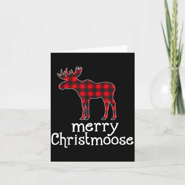 Carte Red Plaid Merry Christmoose Christmas Moose Lovers (Devant)