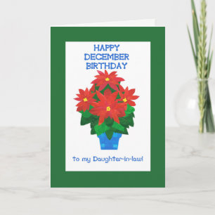 Carte Red Poinsettia Décembre Anniversaire Belle-fille