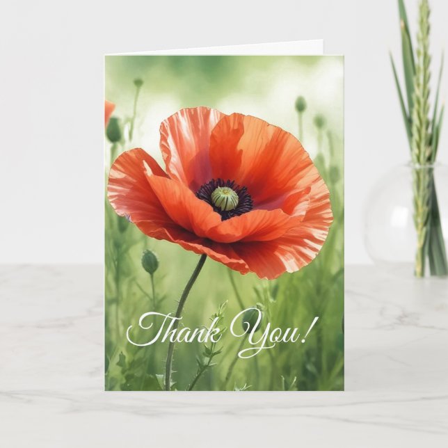 Carte Red Poppy Folded Greeting Card (Devant)