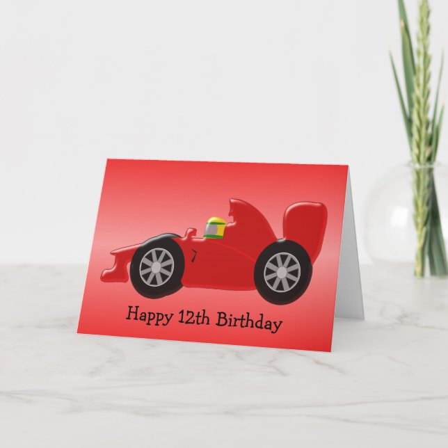 Carte Red Racing Car 12e anniversaire (Devant)