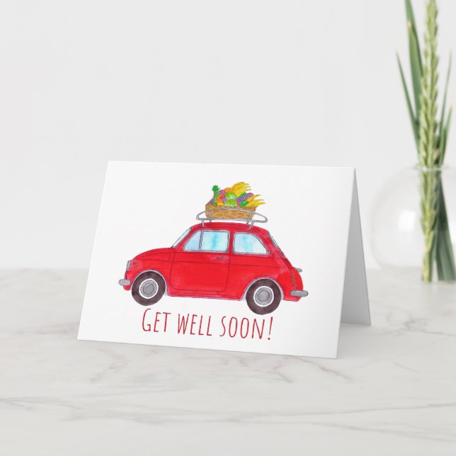 Carte Red Retro Fiat 500 Bien s'améliorer (Devant)