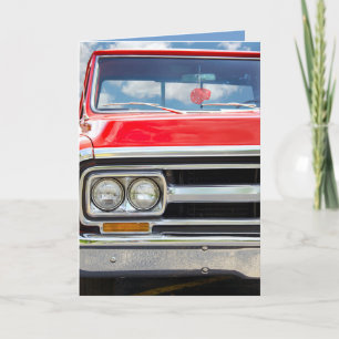 Carte red retro truck witfuzzy dice