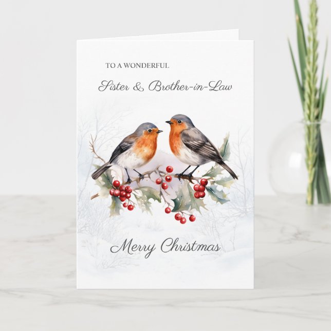 Carte Red Robin Holly Soeur Brother-in-Law Noël (Devant)