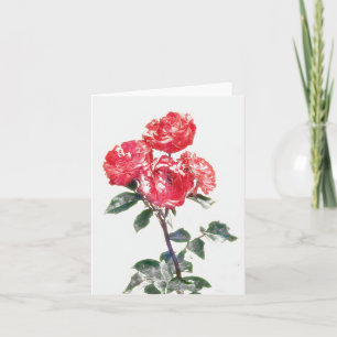 Carte Red Rose Bunch de Gertie's Garden Art Note Card