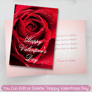 Carte Red Rose Love Romantic Custom Text Saint-Valentin