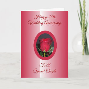 Carte Red Rose Personalised 75th Wedding Anniversary
