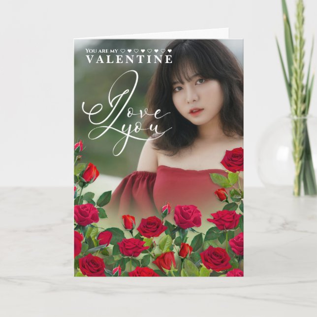 Carte Red Rose Valentine Custom Text I Love You (Devant)