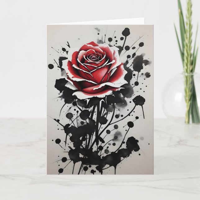 Carte Red Rose - Watercolor flowers (Devant)