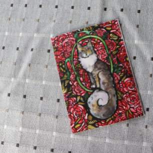 Carte Red Roses Maine Coon Kitty Chat Art Rose Jardin Ch
