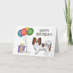 Carte Red Sable Papillon Cartoon Chien joyeux anniversai