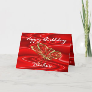 Carte Red Satin & Butterflies - personnaliser à toute oc
