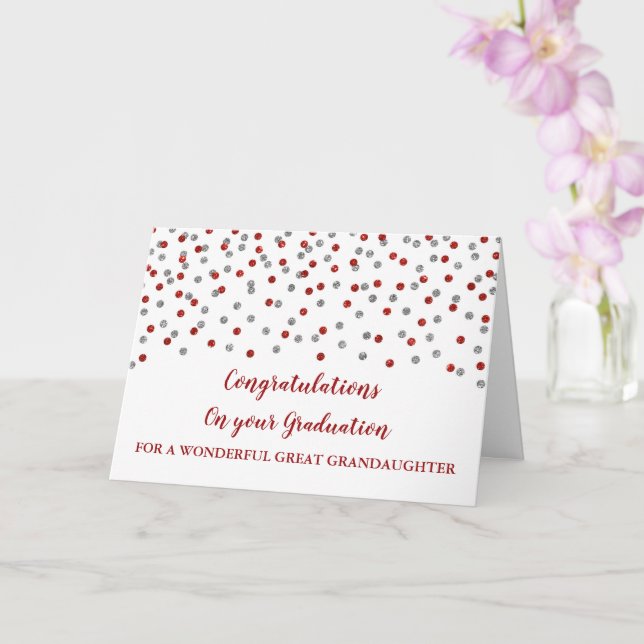 Carte Red Silver Grande Petite-fille Graduation (Orchidée)