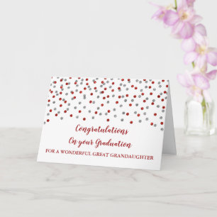 Carte Red Silver Grande Petite-fille Graduation
