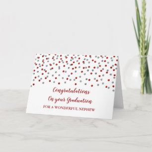 Carte Red Silver Nephew Félicitations Graduation