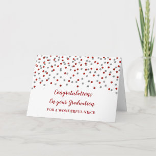 Carte Red Silver Niece Félicitations Graduation