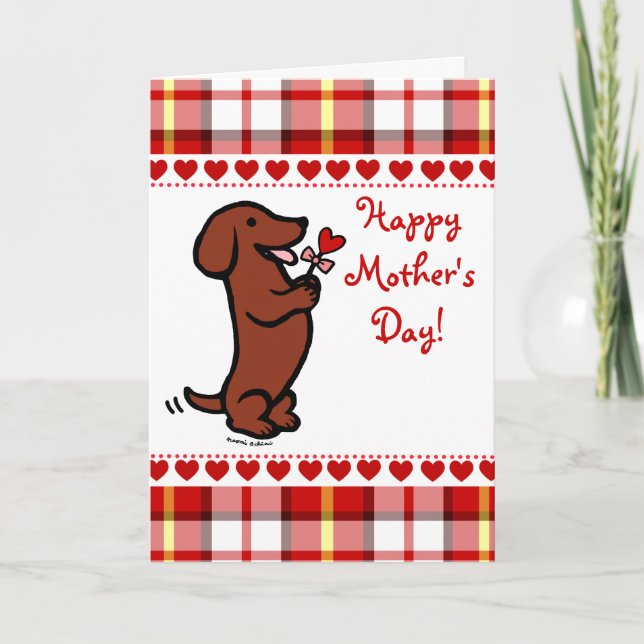 Carte Red Smooth Haired Dachshund (Devant)
