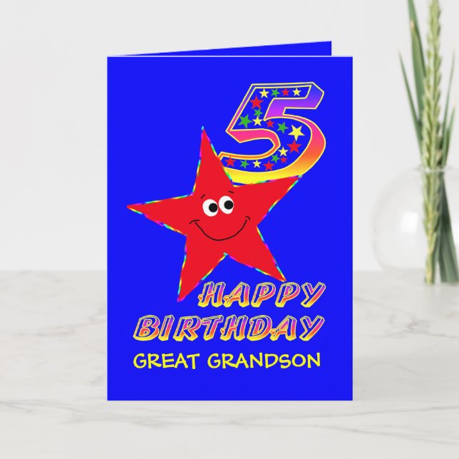 Carte Red Star 5Anniversaire Grand-petit-fils (Devant)