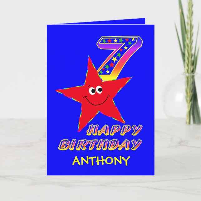 Carte Red Star 7th Birth Nom personnalisé (Devant)