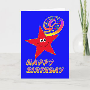 Carte Red Star Happy 9th Birthday