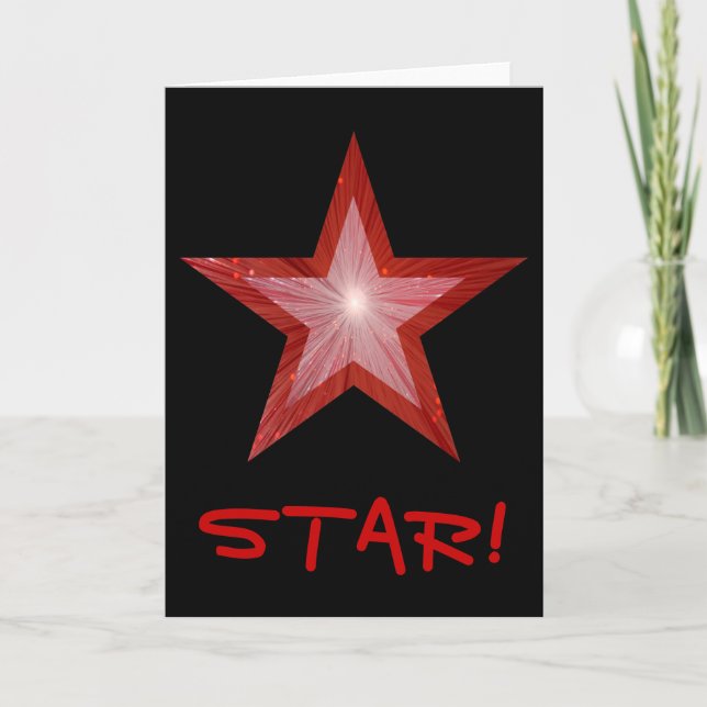 Carte Red Star 'STAR!' noir vertical (Devant)