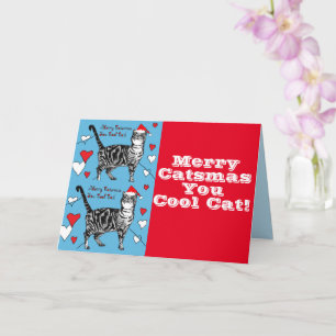 Carte Red Tabby Chat Joyeux Noël Chats Cool