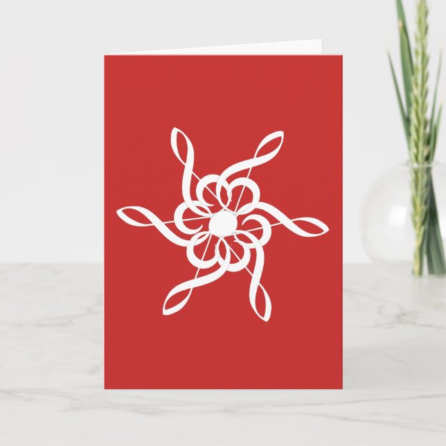 Carte Red Treble Clef Snowflake Musical Blank (Devant)