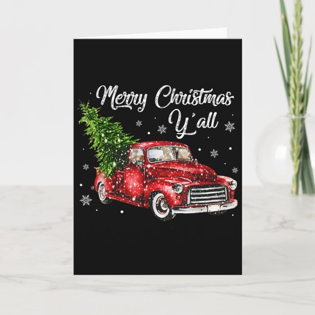 Carte Red Truck Christmas Funny Merry Christmas Yall Wom (Devant)