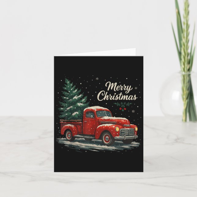 Carte Red Truck Christmas Pajamas Shirt, Xmas Family Mat (Devant)