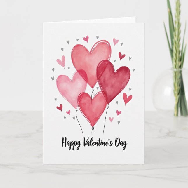 Carte Red Valentines Day Heart Balloon Card (Devant)
