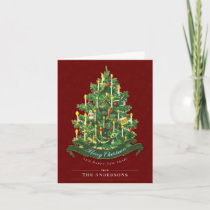 Carte Red Vintage Classic Custom Christmas Tree