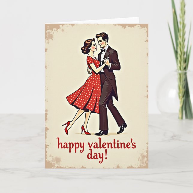 Carte Red Vintage Valentines Dance Card (Devant)