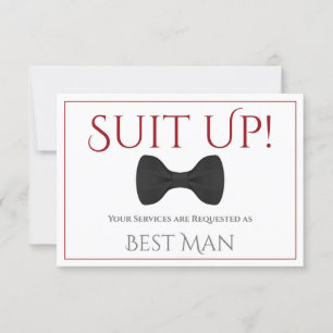 Carte Red & White Be My Best Man Fun Bow Cravate