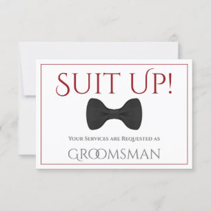 Carte Red & White Be My Groomsman Fun Bow Cravate