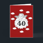 Carte Red White Cherub Angel 40th Birthday Ajouter votre<br><div class="desc">Consultez la gamme de cartes "Cherub" pour les anniversaires. Envie d'une carte avec un sens de l'humour ? Découvrez la gamme "Cheeky Cherub". Tout le texte est facilement édité en utilisant le modèle fourni.</div>