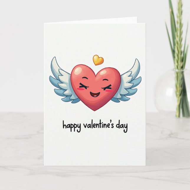 Carte Red Winged Heart Valentines Day Card (Devant)