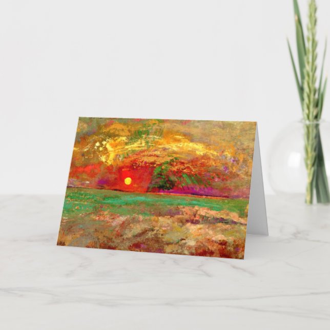 Carte Redon - Coucher de soleil, oeuvres colorées (Devant)