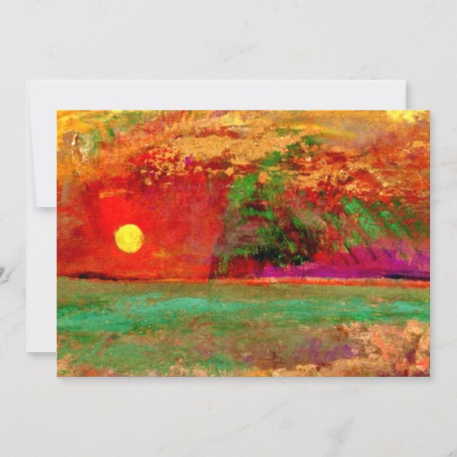 Carte Redon - Coucher de soleil, oeuvres colorées (Devant)