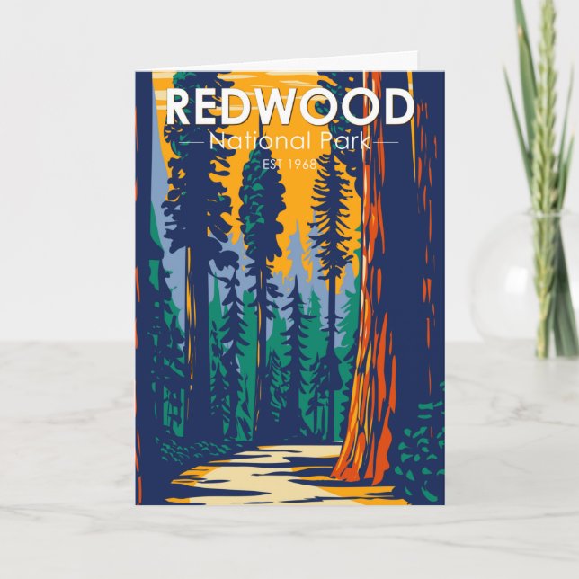 Carte Redwood National Park Californie Vintage (Devant)