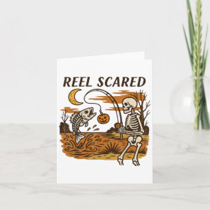 Carte Reel Peur Halloween Pêche Drôle Skeleton Fishe
