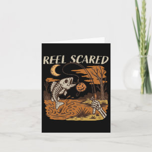 Carte Reel Peur Halloween Pêche Drôle Skeleton Fishe