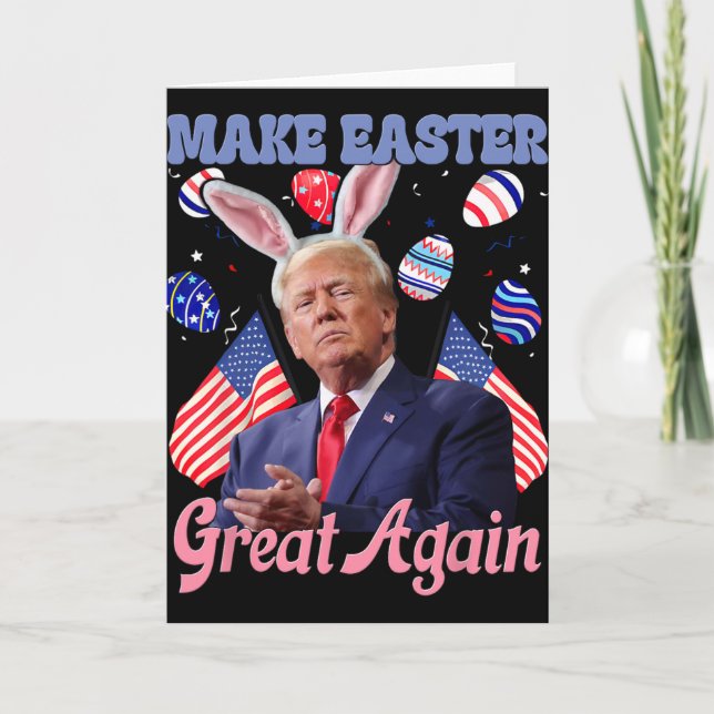 Carte Refaire Pâques Grande Encore Drôle de Lapin Trump  (Devant)