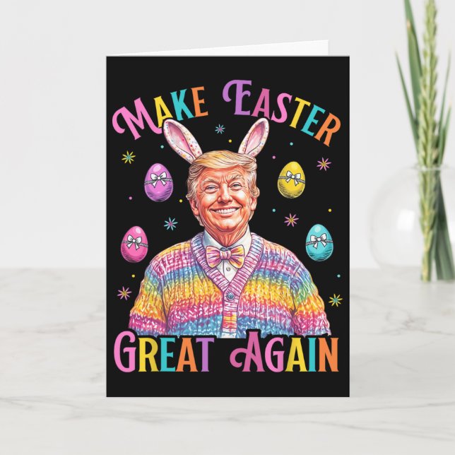 Carte Refaire Pâques Grande Encore Drôle de Lapin Trump  (Devant)