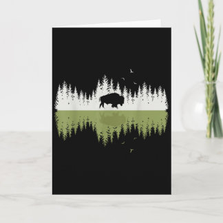 Carte Reflet d'arbres Bison Faune Forêt Nature Anim