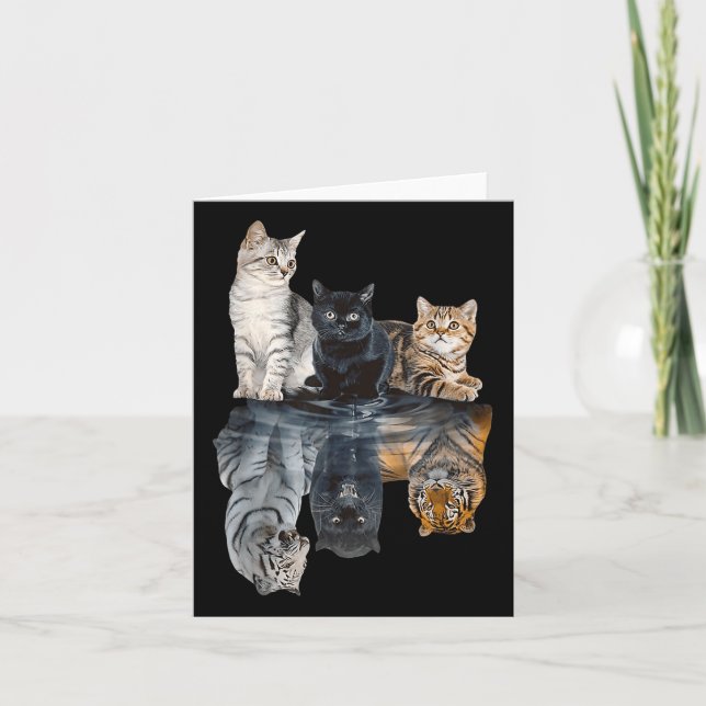 Carte Réflexion de chats Miroir Lion Cheetah Tiger Funny (Devant)